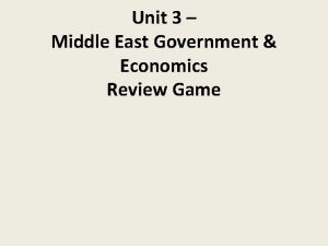 Unit 3 Middle East Government Economics Review Game