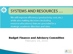 Budget Finance and Advisory Committee February 18 2016