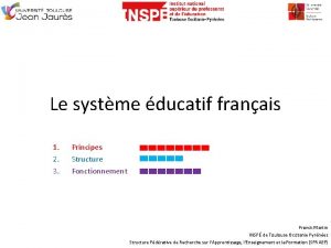 Le systme ducatif franais 1 2 3 Principes