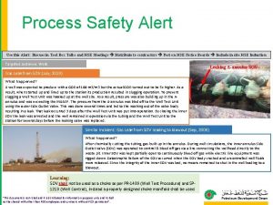 Process Safety Alert Use this Alert Discuss in