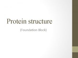 Protein structure Foundation Block Objectives By the end