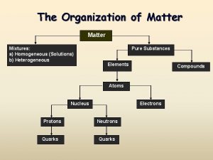 The Organization of Matter Mixtures a Homogeneous Solutions