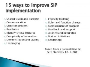 15 ways to improve SIP implementation Shared vision