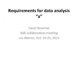 Requirements for data analysis a David Bowman Nab