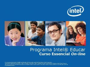 Programa Intel Educar Curso Essencial Online Os programas