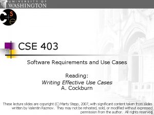 CSE 403 Software Requirements and Use Cases Reading