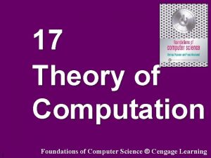 17 Theory of Computation 1 Foundations of Computer