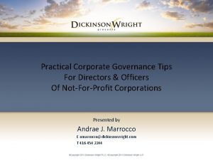 Practical Corporate Governance Tips For Directors Officers Of