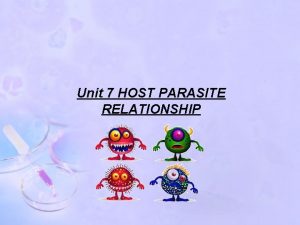 Unit 7 HOST PARASITE RELATIONSHIP A Delicate relationship