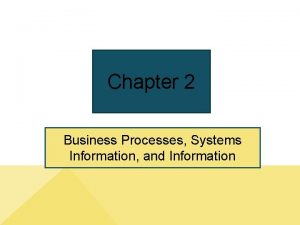 Chapter 2 Business Processes Systems Information and Information