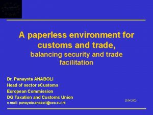 A paperless environment for customs and trade balancing