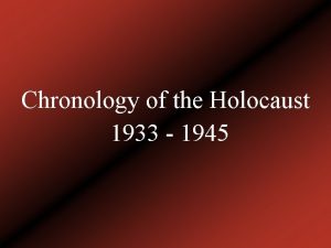 Chronology of the Holocaust 1933 1945 January 30