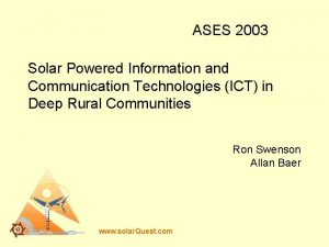 ASES 2003 Solar Powered Information and Communication Technologies