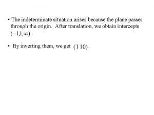 The indeterminate situation arises because the plane passes
