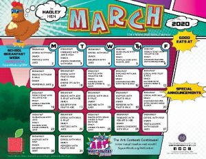 TDAs March 2020 Menu Calendar BREAKFAST CEREAL WITH