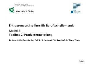 EntrepreneurshipKurs fr Berufsschullernende Modul 3 Toolbox 2 Produktentwicklung