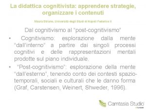 La didattica cognitivista apprendere strategie organizzare i contenuti