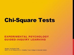 ChiSquare Tests EXPERIMENTAL PSYCHOLOGY GUIDEDINQUIRY LEARNING Module ChiSquare