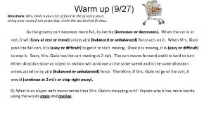 Warm up 927 Directions Mrs Gialo buys a