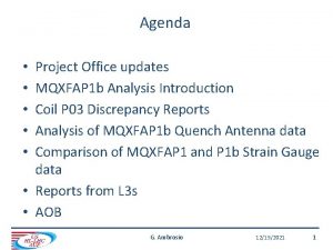 Agenda Project Office updates MQXFAP 1 b Analysis