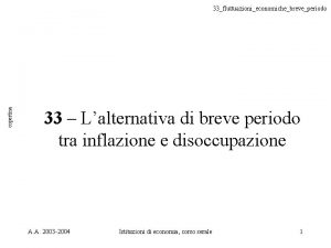 copertina 33fluttuazionieconomichebreveperiodo 33 Lalternativa di breve periodo tra