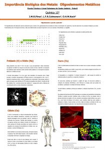 Importncia Biolgica dos Metais Oligoelementos Metlicos Escola Tcnica