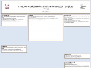 CreativeWorksProfessionalService Poster Template Authors RCR TEMPLATE HERE Author