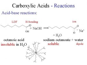 Carboxylic Acids Reactions Acidbase reactions LDF ion Hbonding