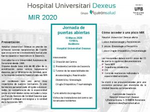 MIR 2020 Jornada de puertas abiertas Presentacin Hospital