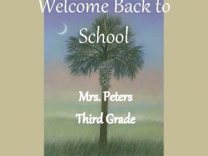 Welcome Back to School Mrs Peters Third Grade