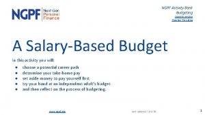 NGPF Activity Bank Budgeting Spanish version Teacher Tip