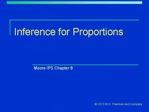 Inference for Proportions Moore IPS Chapter 8 2012