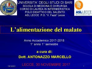 UNIVERSITA DEGLI STUDI DI BARI SCUOLA DI MEDICINA