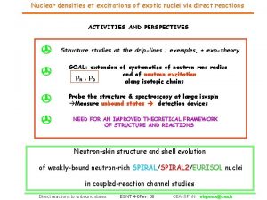 Nuclear densities et excitations of exotic nuclei via