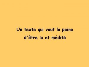 Un texte qui vaut la peine dtre lu