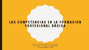 LAS COMPETENCIAS EN LA FORMACIN PROFESIONAL BSICA M