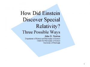 How Did Einstein Discover Special Relativity Three Possible