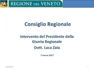 Consiglio Regionale Intervento del Presidente della Giunta Regionale