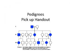 Pedigrees Pick up Handout Pedigrees Family Trees Standard