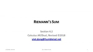 RIEMANNS SUM Section 4 2 Calculus APDual Revised