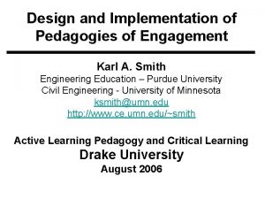 Design and Implementation of Pedagogies of Engagement Karl