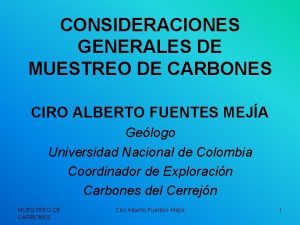 CONSIDERACIONES GENERALES DE MUESTREO DE CARBONES CIRO ALBERTO