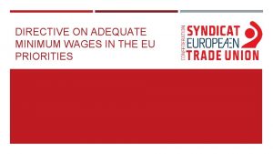 DIRECTIVE ON ADEQUATE MINIMUM WAGES IN THE EU