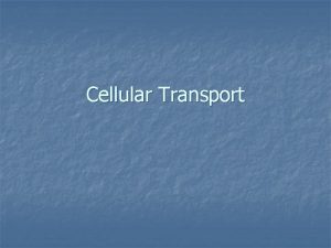 Cellular Transport n Two Types of Cellular Transport