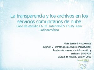 La transparencia y los archivos en los servicios