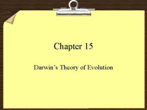 Chapter 15 Darwins Theory of Evolution Charles Darwin