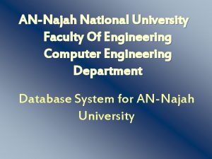 ANNajah National University Faculty Of Engineering Computer Engineering