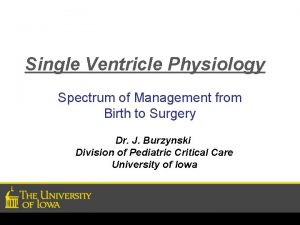 Single Ventricle Physiology Spectrum of Management from Birth
