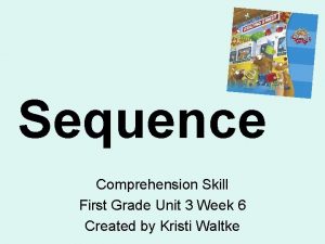 Sequence Comprehension Skill First Grade Unit 3 Week