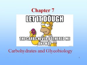 Chapter 7 Carbohydrates and Glycobiology 1 Learning Goals